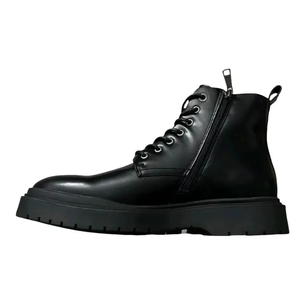 Madden Men's Auustn Faux Leather Combat Style Boots Black Size 9 1/2 - Picture 4 of 6
